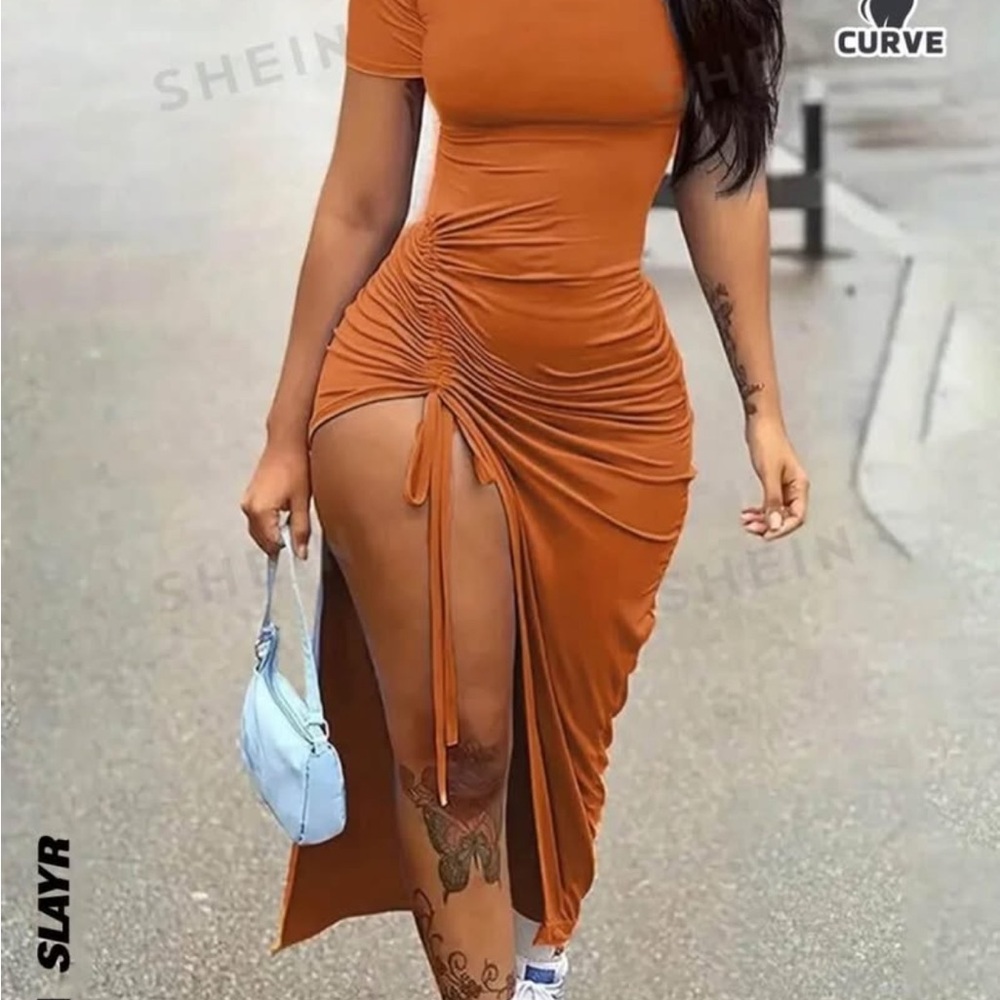 SHEIN Asymmetrical Orange Dress